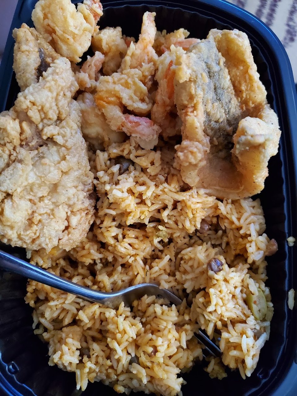 Fish Shrimp and Red Spanish Rice